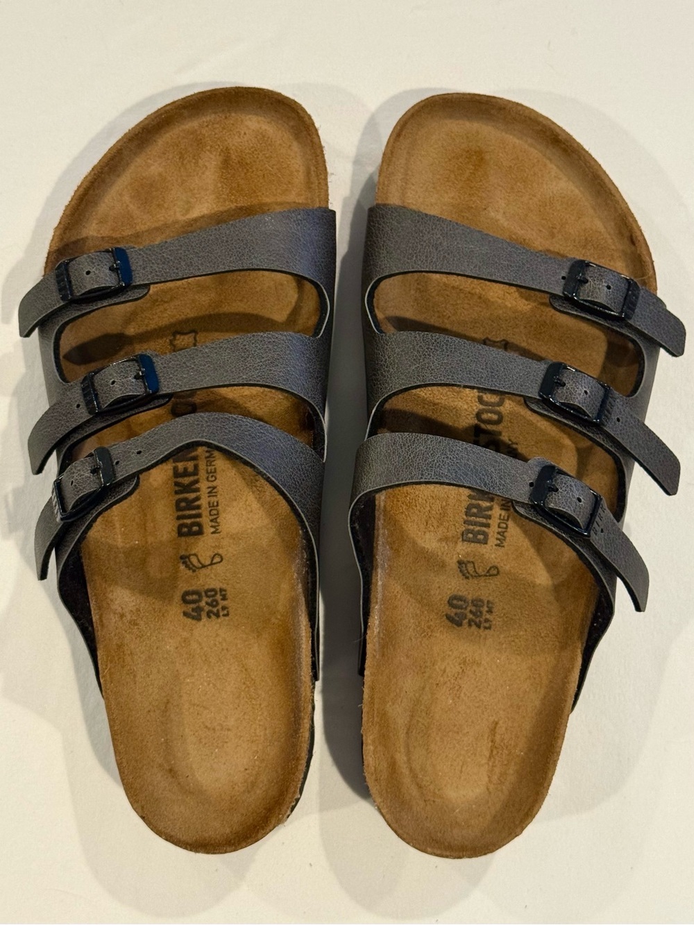 New Birkenstock Florida Birko-Flor Sandals Womens 9 Mens 7 40 EU Anthracite Grey